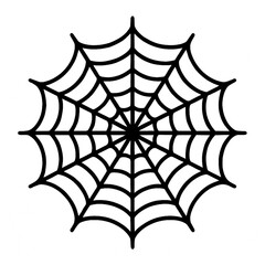A perfectly symmetrical, solid black spider web silhouette centered on a pure white background