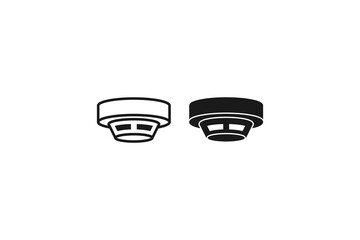 solid and outline icon of smoke detector