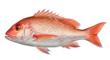 Vibrant orange and white fish with distinctive fins and scales profile view