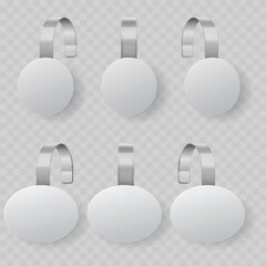 Realistic White Shelf Wobbler Mockup Set. Vector