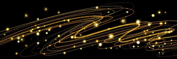 クリスマス風金のブラシストロークが輝く豪華,横長黒背景	