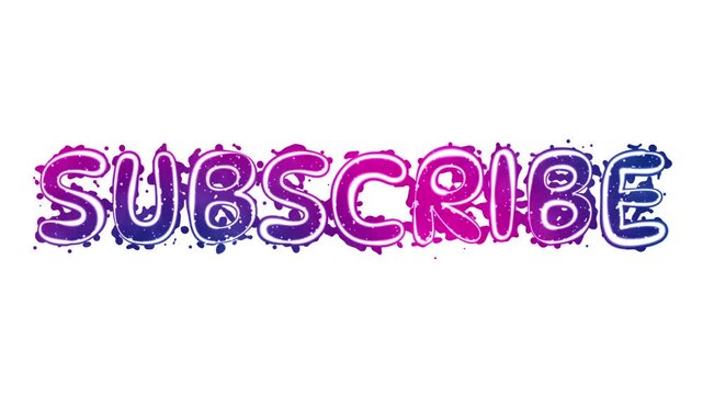 Subscribe, colored playful animated text on white background