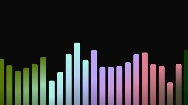 Dynamic visual representation of audio frequency levels in a vibrant, digital sound equalizer display, showcasing a modern technological aesthetic and abstract data