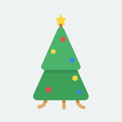 Fototapeta premium Christmas tree, festive decoration, holiday symbol, vector icon, green tree