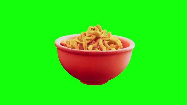 3D Ramen Glyph Style animated on green screen background