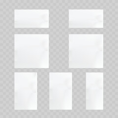 Realistic White Envelope Mockup Set. Vector Blank Paper Stationery Templates in Square, Horizontal and Vertical Sizes.