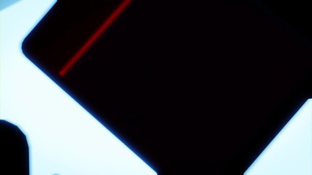 Abstract cube Shapes with Red Line Detail on Dark Background