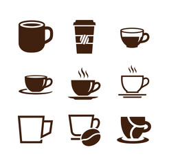 Obraz premium Set of coffee cups and mugs in various styles and designs for beverage branding