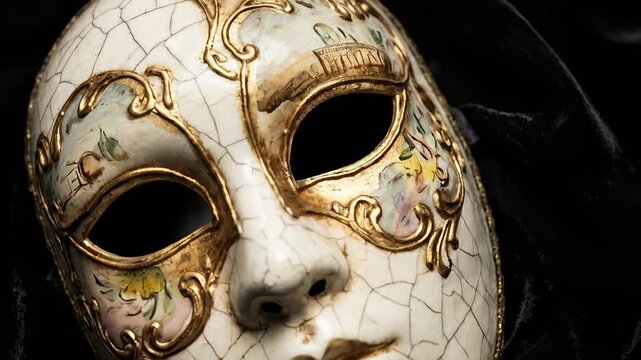 Elegant Venetian Mask with Ornate Gold Details