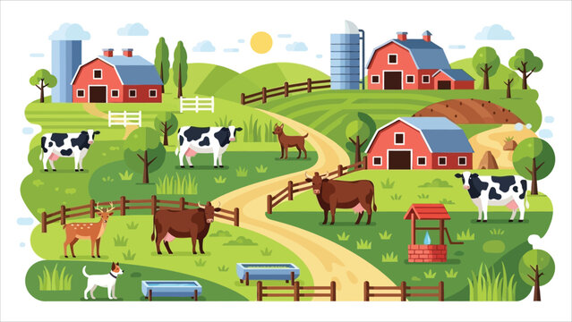 Regenerative Grazing Icon Set Vibrant Farm Life Elements for Sustainable Agriculture