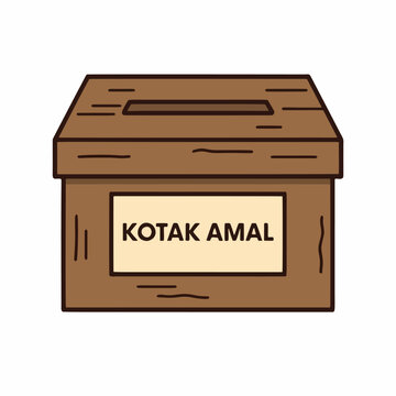 Wooden Charity Box or Kotak Amal for Zakat and Donation Vector