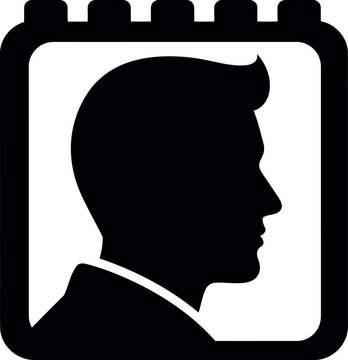 Silhouette Male Profile Icon in Black and White for Contact or Address Book Applications