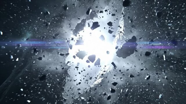 Space Debris Explosion with Bright Light Burst