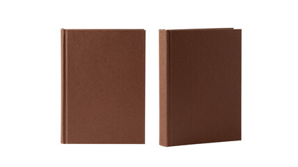 Two brown hardcover books stand isolated against a white background, showcasing simple, elegant design