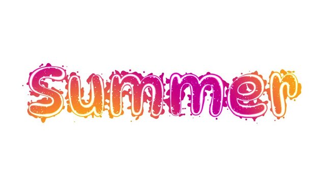Summer season colorful animated text on white background