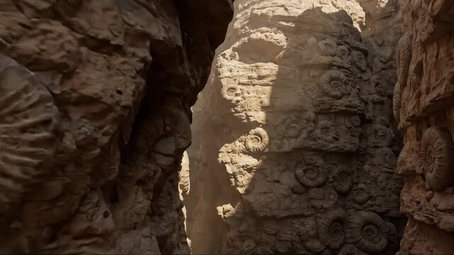 Ancient Canyon Walls Reveal Fossilized Ammonites