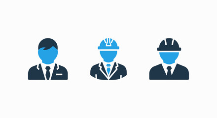 Professional Businessmen and Construction Engineers Icons for Corporate and Industrial Roles
