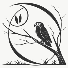 Fototapeta premium Minimal Owl Eye Logo - Negative Space Symbol