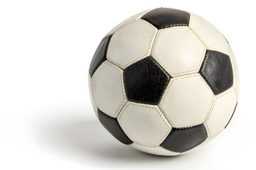 Fototapeta premium Classic soccer ball football black white hexagon pattern isolated sports equipment