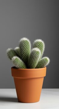 Adorable bunny ears cactus growing happily in a terracotta flowerpot, perfect for home decor and indoor gardening enthusiasts, healthy, adorable, glochids