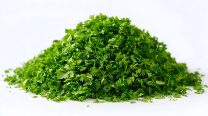 Obraz premium Pile of Freshly Chopped Green Herbs Isolated on White Background.