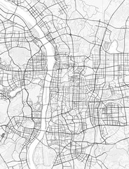 Fototapeta premium Changsha City Map. Minimalist black and white line art poster for printing, wallpaper, wall art, and map resources for home and office decor