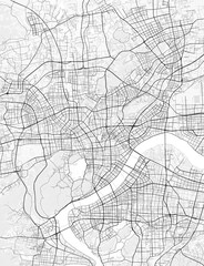 Obraz premium Hangzhou City Map. Minimalist black and white line art poster for printing, wallpaper, wall art, and map resources for home and office decor