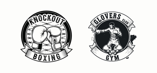 Fototapeta premium Boxing Sports Logo, Strong Fighting Power Symbol Design.