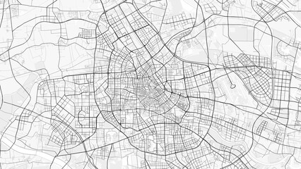 Tianjin City Map. Minimalist black and white line art poster for printing, wallpaper, wall art, and map resources for home and office decor. © City in Art