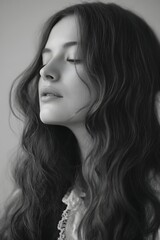 Naklejka premium boho 70s hair flow, relaxed natural waves,