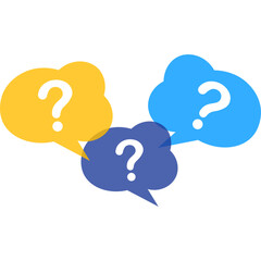 Colorful Question Marks in Speech Bubbles