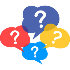Colorful Question Marks in Speech Bubbles