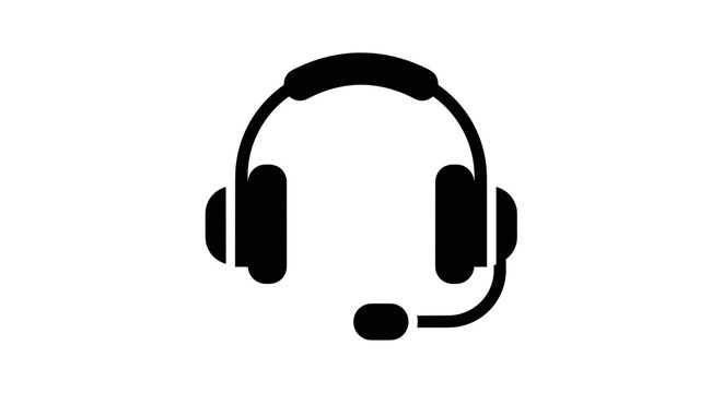Black Headset with Microphone Icon.