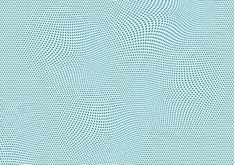 Concept abstract minimal background with blue dotted topographic wavy pattern. Technology vector design