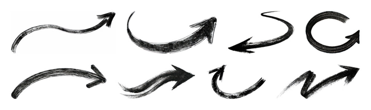 PNG Hand-drawn black arrow collection on transparent background