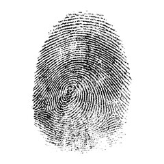 Black fingerprint isolated on transparent cutout background