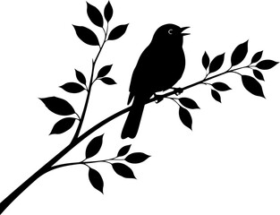 Fototapeta premium Bird branch silhouette vector illustration