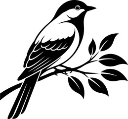 Fototapeta premium Bird branch silhouette vector illustration