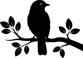 Fototapeta premium Bird branch silhouette vector illustration