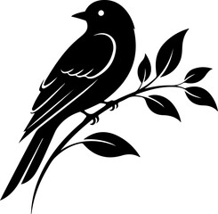 Fototapeta premium Bird branch silhouette vector illustration