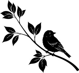 Fototapeta premium Bird branch silhouette vector illustration