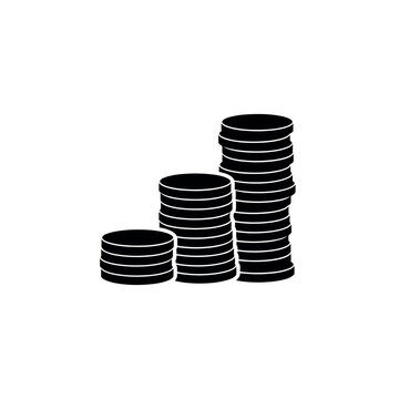 Three stacks of coins representing financial growth and investment.
