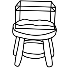 Minimal Line Icon of Aquarium Tank on Wooden Stand