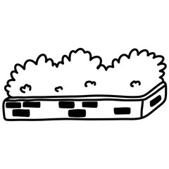 Minimal Line Icon of Submarine Sandwich with Lettuce on Brick Base