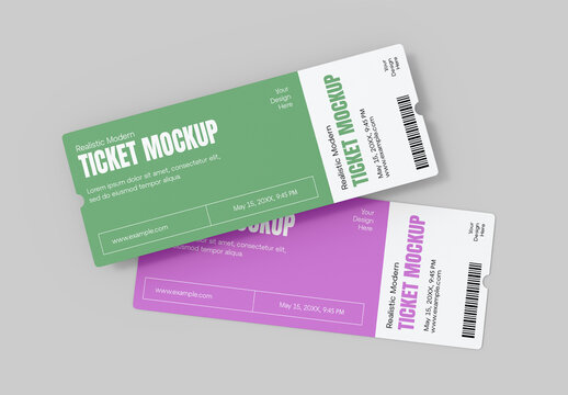 Realistic Ticket Mockup Set