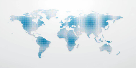 A blue vector illustration of a dotted world map on a global planet globe featuring continents like Europe, Asia, and America for geography, travel, and business atlas design © Razu Ahmed Emran 2