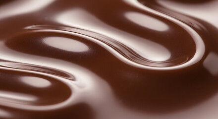 Beautiful silky texture of liquid premium dark chocolate flowing in soft waves and ripples with a glossy finish