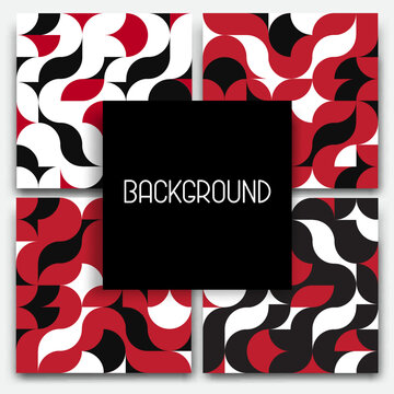 Abstract Geometric Bauhaus Vector Pattern Background in Red, Black and White