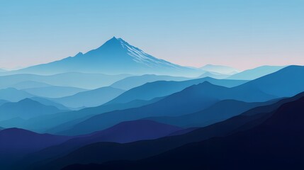 Majestic Blue Mountain Range Under a Clear Sky.