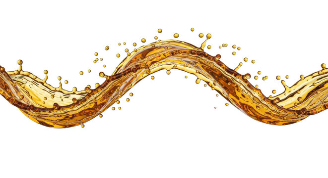 ultra-macro shot of viscous golden whisky liquid in a sweeping, high-speed splash, perfectly frozen droplets, against a transparent background. concept for luxury beverage advertising